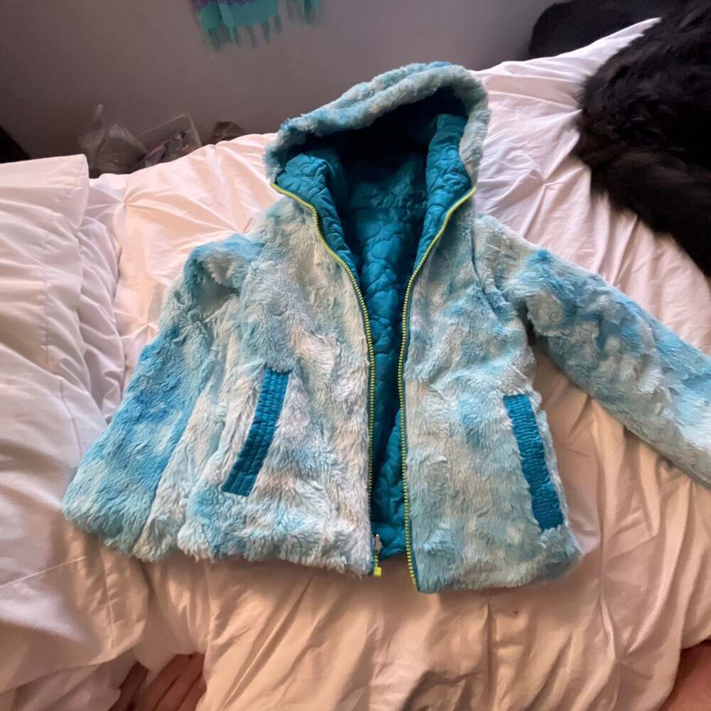 Pacific Trail Girls Reversible Blue Faux Fur Hooded Jacket